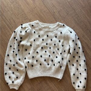 Astr Aidy Cream Sweater with Black Polka Dots